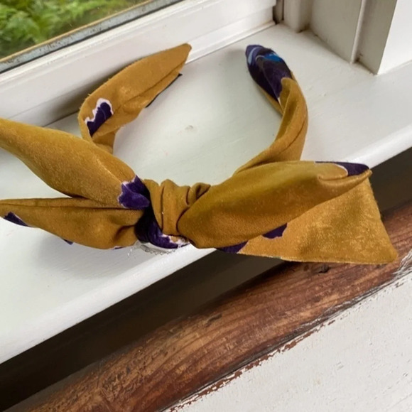 Anthropologie Handmade Gold Purple Floral Headband - Picture 4 of 5
